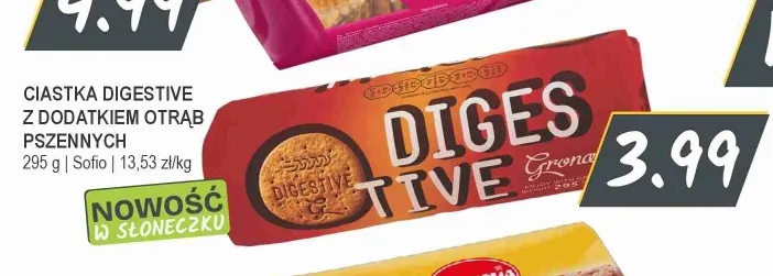 Ciastka Digestive z dodatkiem otrąb pszennych Sofio promocja w Słoneczko