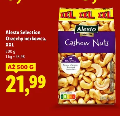 Orzechy nerkowca Alesto Selection XXL 500 g promocja w Lidl