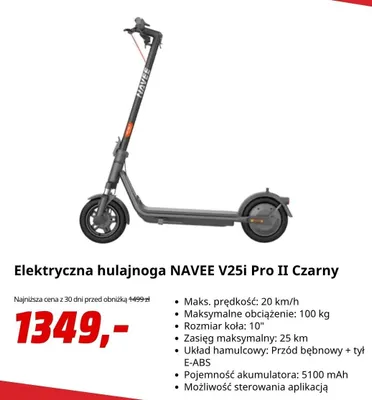 Hulajnoga elektryczna NAVEE V25i Pro II promocja w Media Markt