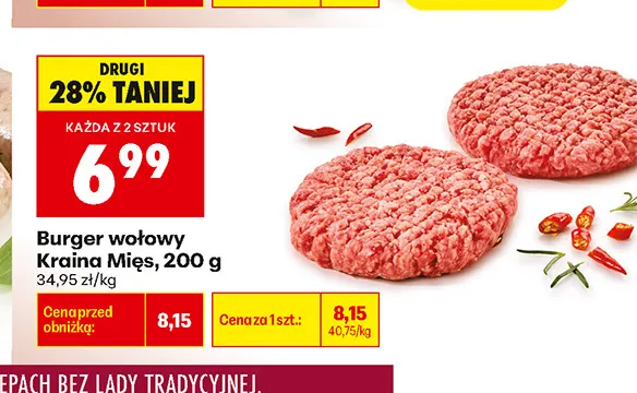 Burger wołowy Kraina Mięs promocja w Biedronka