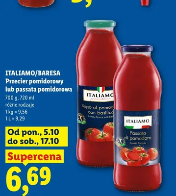 Passata pomidorowa Italiamo promocja w Lidl