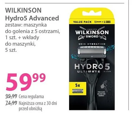 Zestaw maszynka do golenia Wilkinson Sword Hydro5 Advanced + wkłady promocja w Hebe