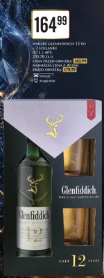 Zestaw whisky Glenfiddich 12 YO + 2 szklanki promocja w Dino