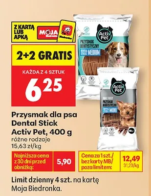 Przysmak dla psa Dental Stick Activ Pet promocja w Biedronka