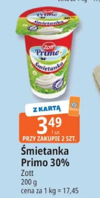 Śmietanka Primo 30% Zott promocja w Leclerc