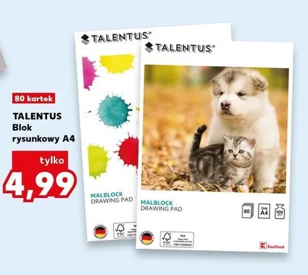 Blok rysunkowy A4 Talentus promocja w Kaufland