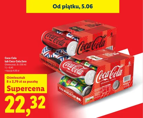 Napój gazowany Coca-Cola Zero 8-pak 330 ml promocja w Lidl