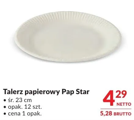 Talerz papierowy Pap Star promocja w Makro