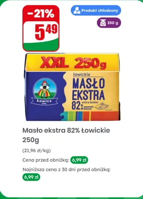 Masło ekstra 82% Łowickie promocja w Dino