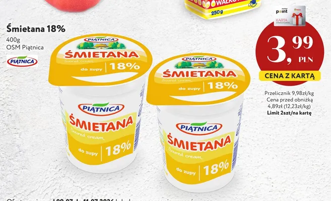 Śmietana 18% OSM Piątnica promocja w Market Point