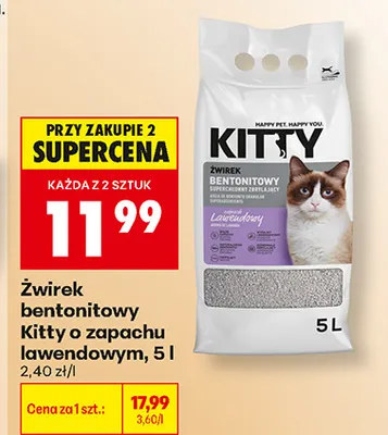 Żwirek bentonitowy Kitty o zapachu lawendowym promocja w Biedronka