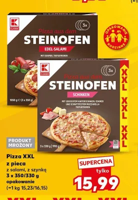 Pizza XXL z pieca z szynką K-Classic 3-pak promocja w Kaufland