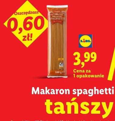 Makaron spaghetti pełnoziarnisty Combino promocja w Lidl