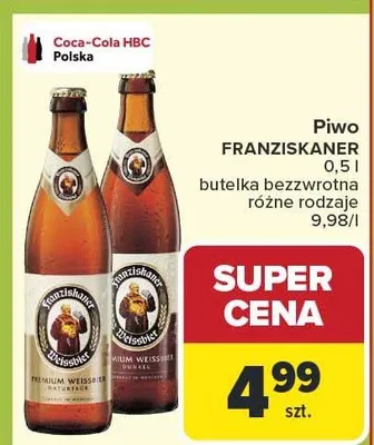Piwo Franziskaner butelka bezzwrotna różne rodzaje promocja w Carrefour