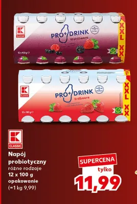 Napój probiotyczny K-Classic Pro+ Drink truskawka 12-pak promocja w Kaufland