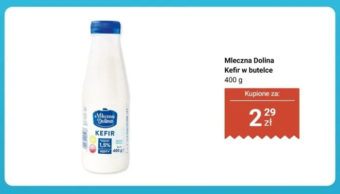 Kefir w butelce Mleczna Dolina promocja w Biedronka