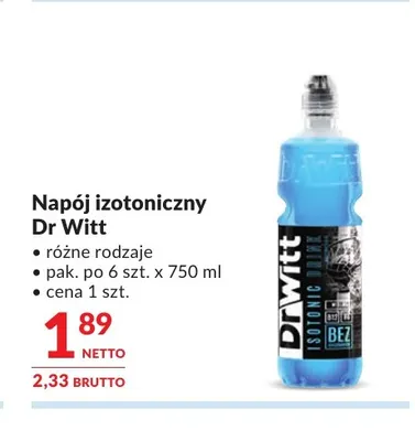 Napój izotoniczny Dr Witt promocja w Makro
