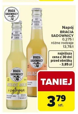 Napój Bracia Sadownicy musujące jabłko i cytryna promocja w Carrefour Market