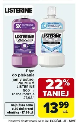 Płyn do płukania jamy ustnej Premium Listerine promocja w Carrefour Market