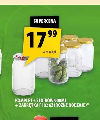 Komplet 6 słoików Galicja 900 ml z zakrętkami fi 82 promocja w Arhelan