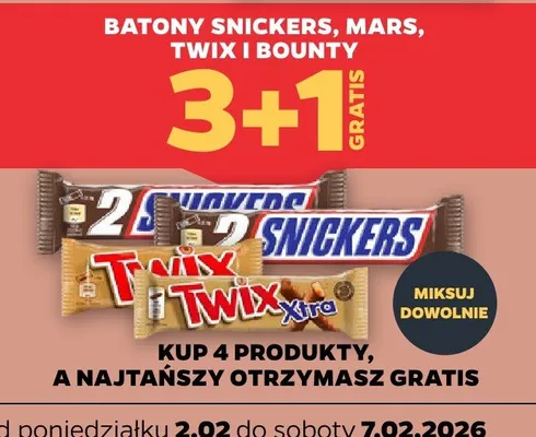 Batony Snickers, Mars, Twix i Bounty promocja w Netto