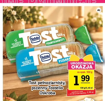 Tost pełnoziarnisty Tostello Oskroba promocja w Gram Market