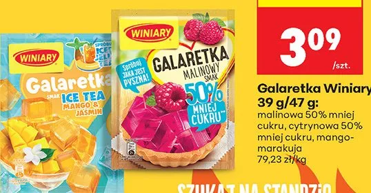 Galaretka Winiary malinowa 50% mniej cukru promocja w Biedronka