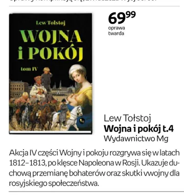 Książka Lew Tołstoj Wojna i pokój t.4 oprawa twarda promocja w Empik