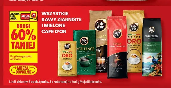 Kawy ziarniste i mielone Cafe D'Or promocja w Biedronka