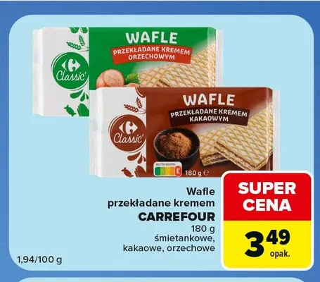 Wafle przekładane kremem Carrefour śmietankowe promocja w Carrefour Express