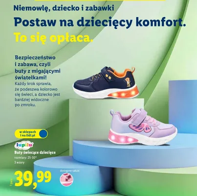 Buty dziecięce świecące, 3 wzory promocja w Lidl