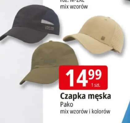 Czapka męska Pako mix wzorów i kolorów promocja w Leclerc