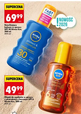 Olejek do opalania w sprayu z ekstraktem z karotenu SPF 6 Nivea Sun intense bronze promocja w Biedronka