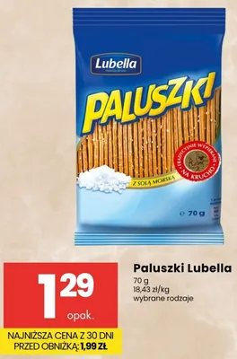 Paluszki Lubella z solą morską promocja w Delikatesy Centrum