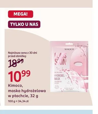 Kimoco Glass Skin maska hydrożelowa w płachcie promocja w Rossmann