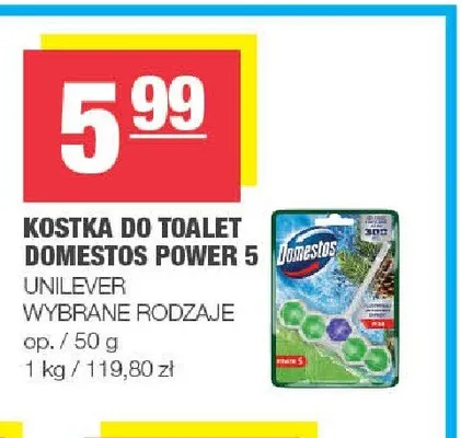 Kostka do toalet Domestos Power 5 promocja w SPAR