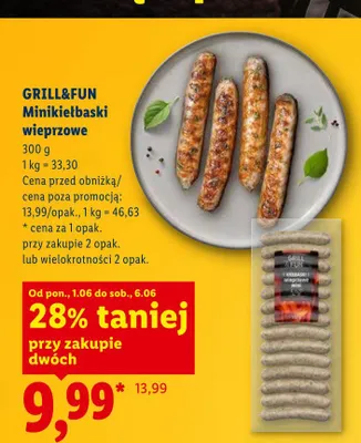 Minikiełbaski wieprzowe Grill&Fun promocja w Lidl