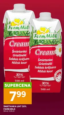 Śmietanka UHT Farm Milk 30% promocja w Stokrotka