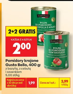 Pomidory krojone z cebulą i czosnkiem Gusto Bello promocja w Biedronka