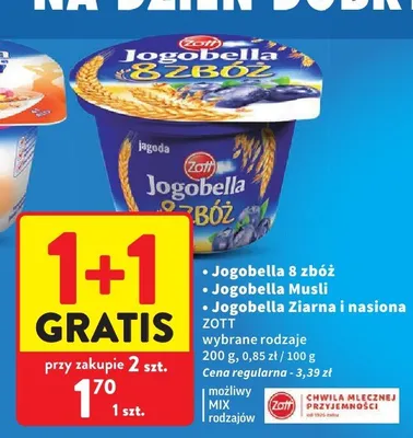 Jogurt Jogobella Musli Zott promocja w Intermarche