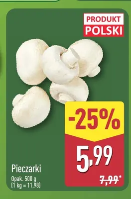 Pieczarki promocja w Aldi