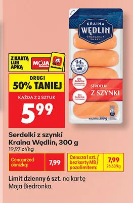 Serdelki z szynki Kraina Wędlin promocja w Biedronka