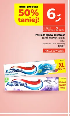 Pasta do zębów Aquafresh Triple Protection Fresh & Minty promocja w Dealz