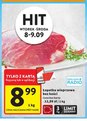 Łopatka wieprzowa bez kości promocja w Intermarche