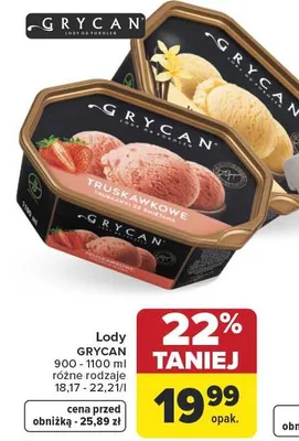 Lody truskawkowe Grycan promocja w Carrefour Market