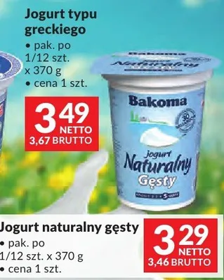 Jogurt naturalny gęsty Bakoma promocja w Makro