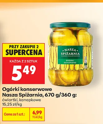 Ogórki konserwowe kanapkowe Nasza Spiżarnia promocja w Biedronka