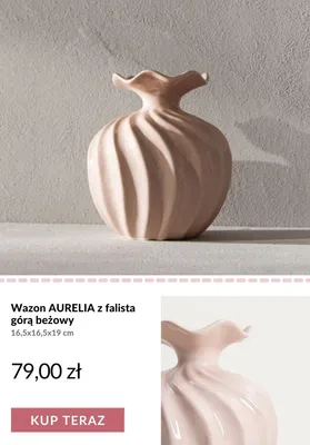 Wazon AURELIA z falistą górą beżowy 16,5x16,5x19 cm promocja w Homla
