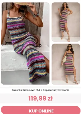 Sukienka dzianinowa midi o dopasowanym fasonie Renee promocja w Renee