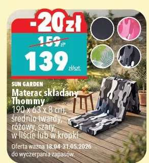 Materac składany Thommy 190 x 63 x 8 cm, tkanina twardy, różowy, szary, niebieski lub kropki promocja w Biedronka Home